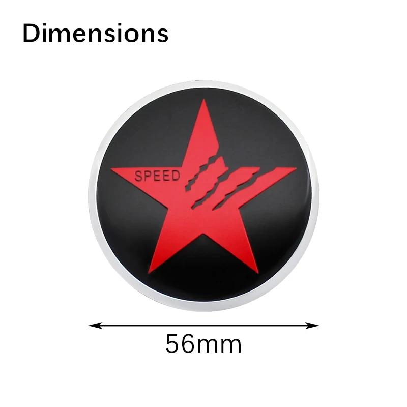 For Audi  A34PCS 56MM Cool SPEED Five-pointed Star Emblem Car Wheel Center Hub Cap Stickers Badge For Audi Ford BMW Mercedes Benz Subaru KIA