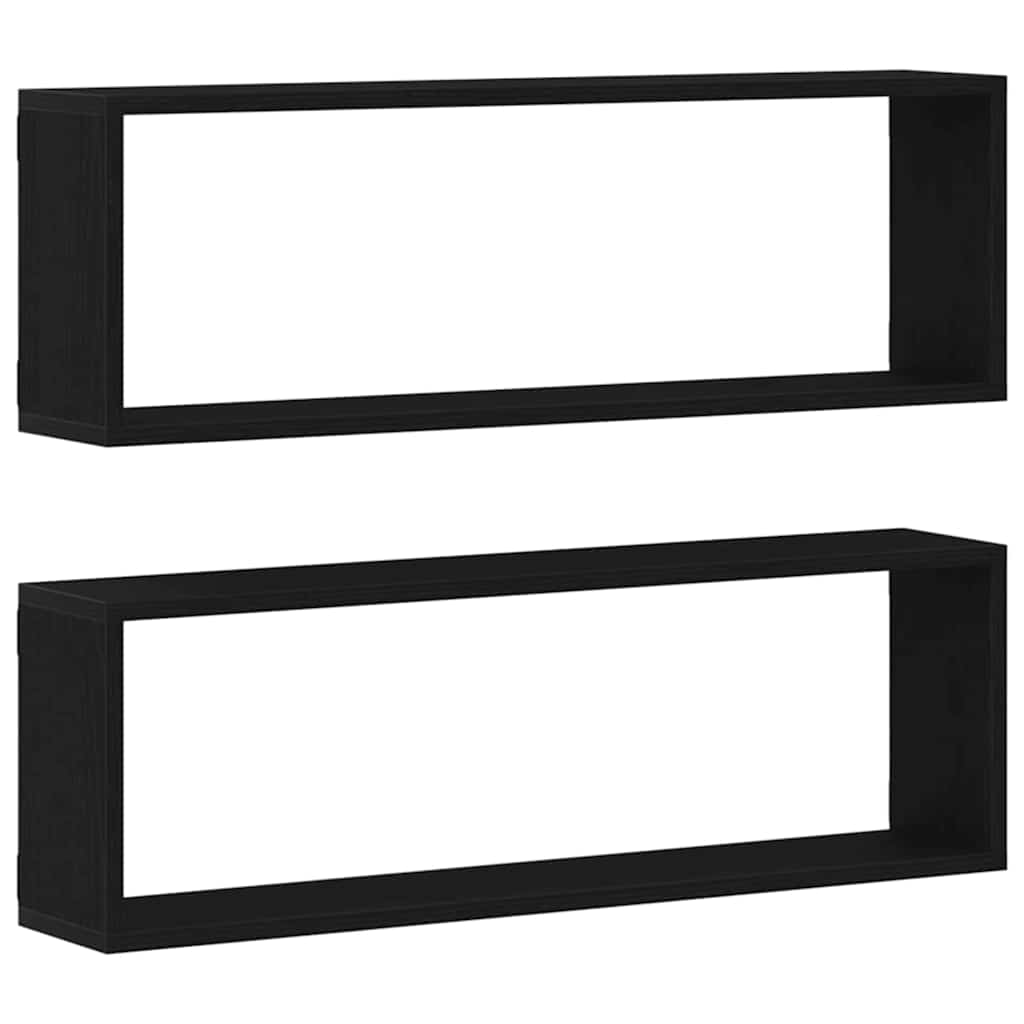 Wall Mounted Shelves with Shelf 2 pcs Black Oak Effect 80 x 15 x 26 cm