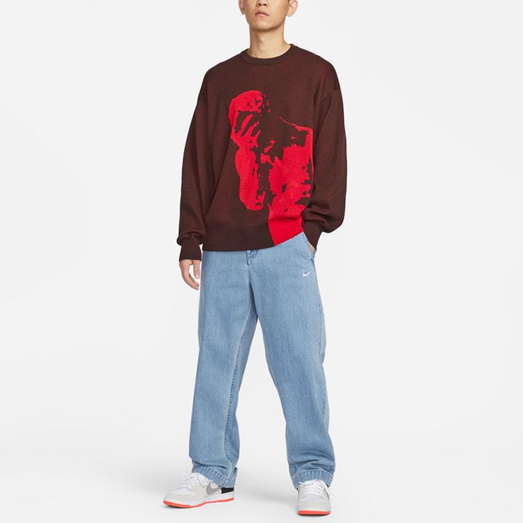 Nike Maglione a Maglia a Maniche Lunghe Sportivo Casual Girocollo Top Unisex Marrone FN2574-227