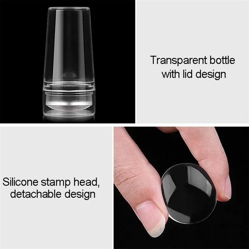 Transparent Nail Art Stamp Jelly Silicone Printing Nail Polish Stamping Template with Scraper French Manicure Stencil Tools