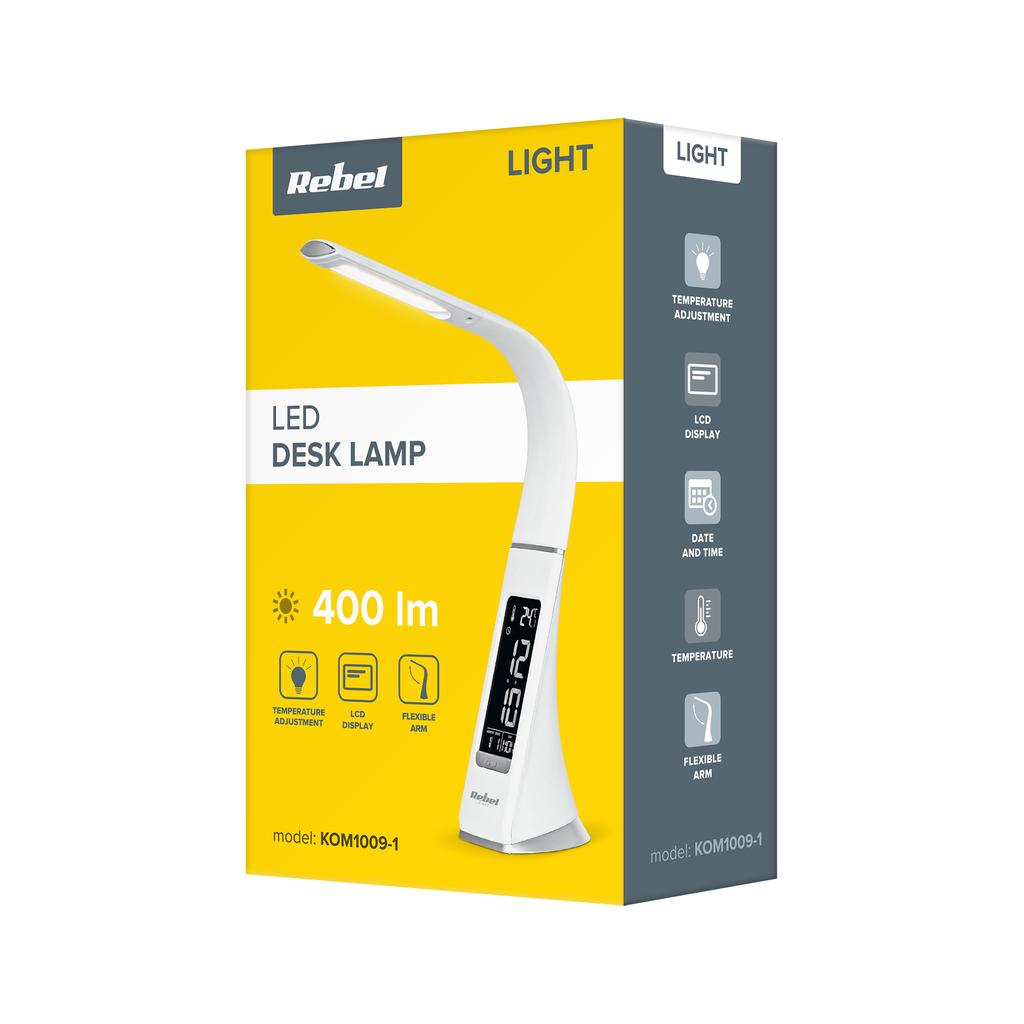 LED Desk Lamp Night Light Adjustable LCD Alarm Clock 7W USB Rebel