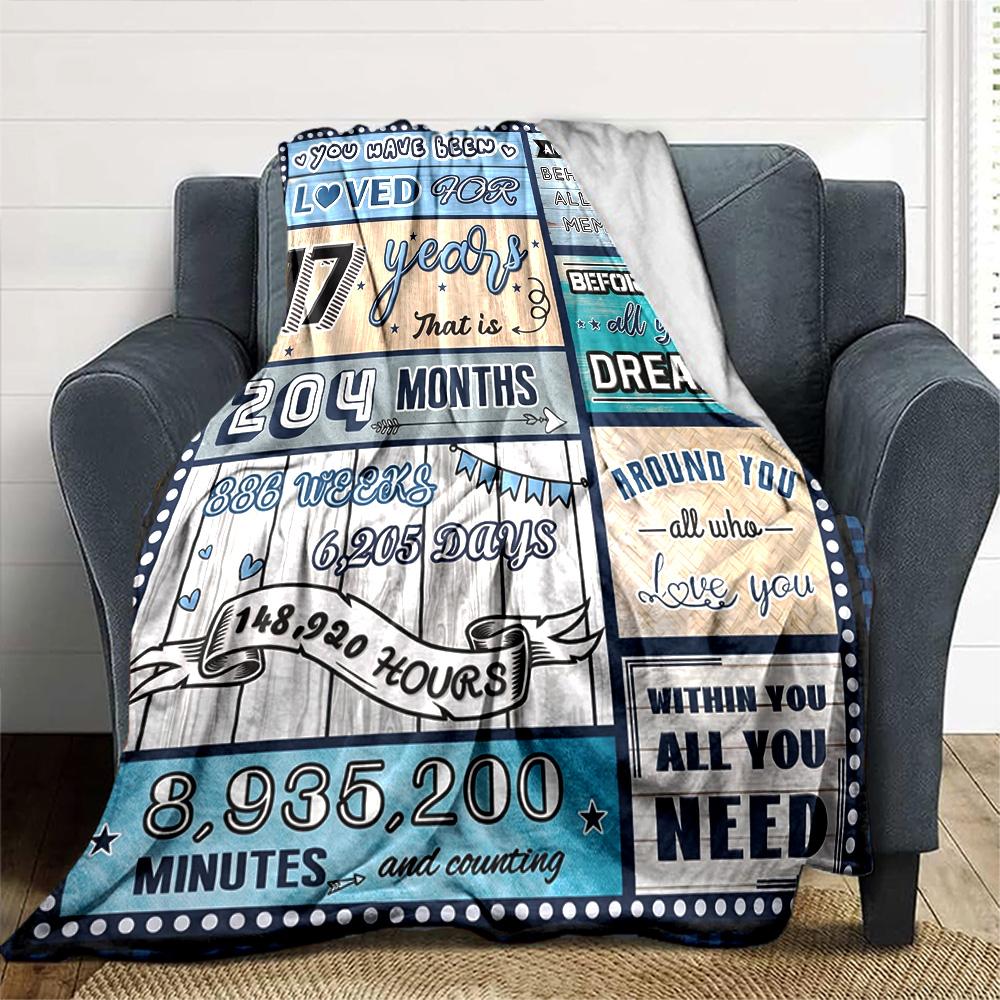 17Th Birthday Celebration Multi-purpose Blanket Comfortable Suitable for Sofa Couch Office Bed Picnics Ideal Gift for Friends Picnic Accessory Y10