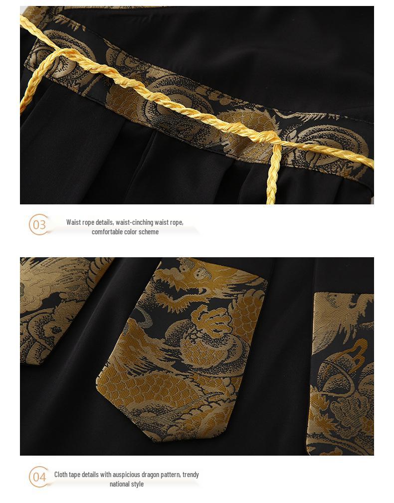 Boys' Summer Tang Suit: Short Sleeve Hanfu Long Shirt, Chinese Style Knight Robe for Kids