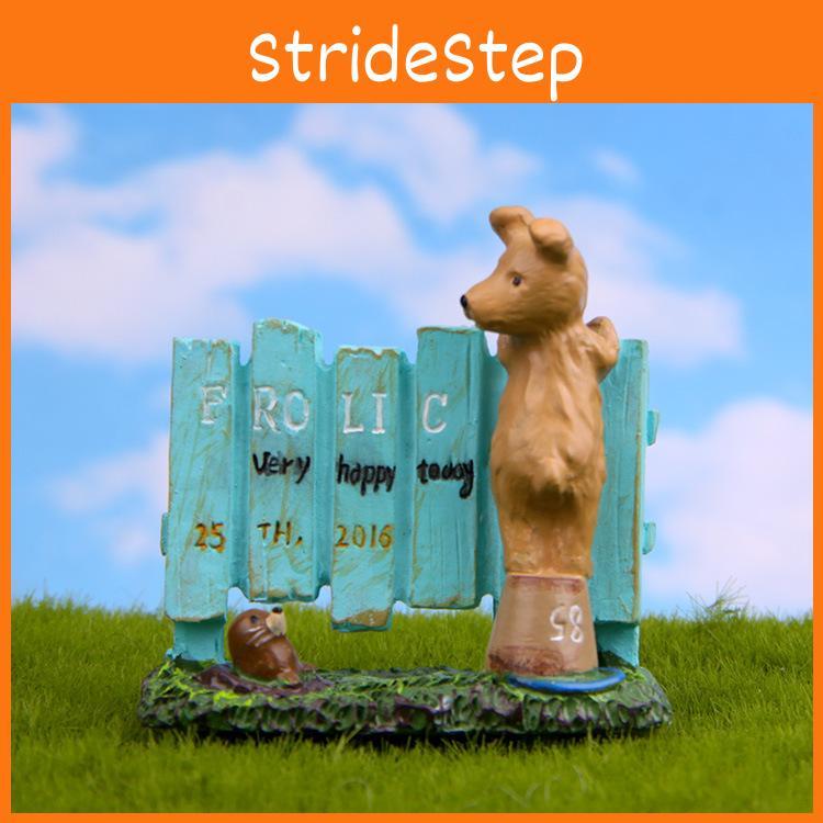 Kids Resin Garden Little Dog Fence Sea Lion Ornament For Potted Gift Plants