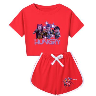 Conjuntos de Ropa Niñas Infantiles de Media Pierna Cómodo Estampado de Dibujos Animados de Manga Corta Pantalones Cortos Suave Conjunto de Ropa Casual