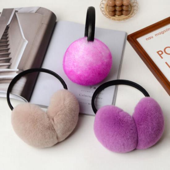 Women Warm Faux Rabbit Fur Earmuffs Plush Ski Ear Warmer Cover Earflap Winter