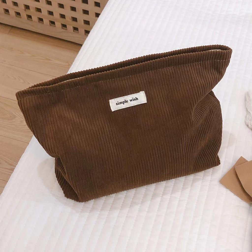 135 Solid Color Makeup Storage Pouch Wear-resistant Corduroy Toiletries Cosmetic Organizer Bag for Women and Teen Girls