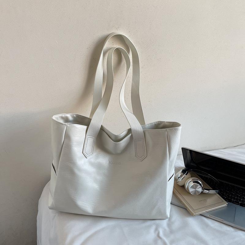 

Сумка-тоут большой вместимости, простая новая трендовая и модная дорожная, портативная на плечо большая сумка, однотонная женская сумка, сумка подмышку.