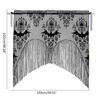 Halloween Black Lace Curtains Tassel Valance Skull Bat Tulle Topper Shawl