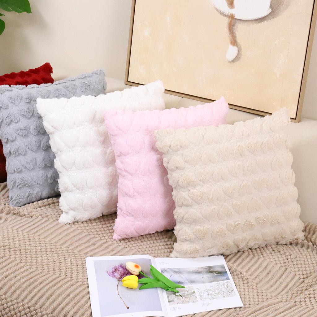 Modern Solid Color Love Plush Throw Pillow Cover,Valentine's Day Cushion Cover, Home,Room,Bedroom,Living Room,Sofa Decor
