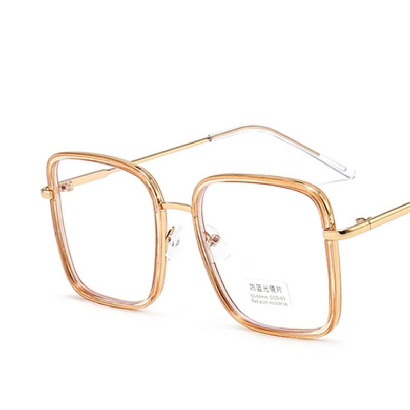 

Oversize Square Metal Frame Glasses Clear Lens Myopia Spectacles -0.5 to -6.0 Simple Nerd Style Big Frame No degree 0