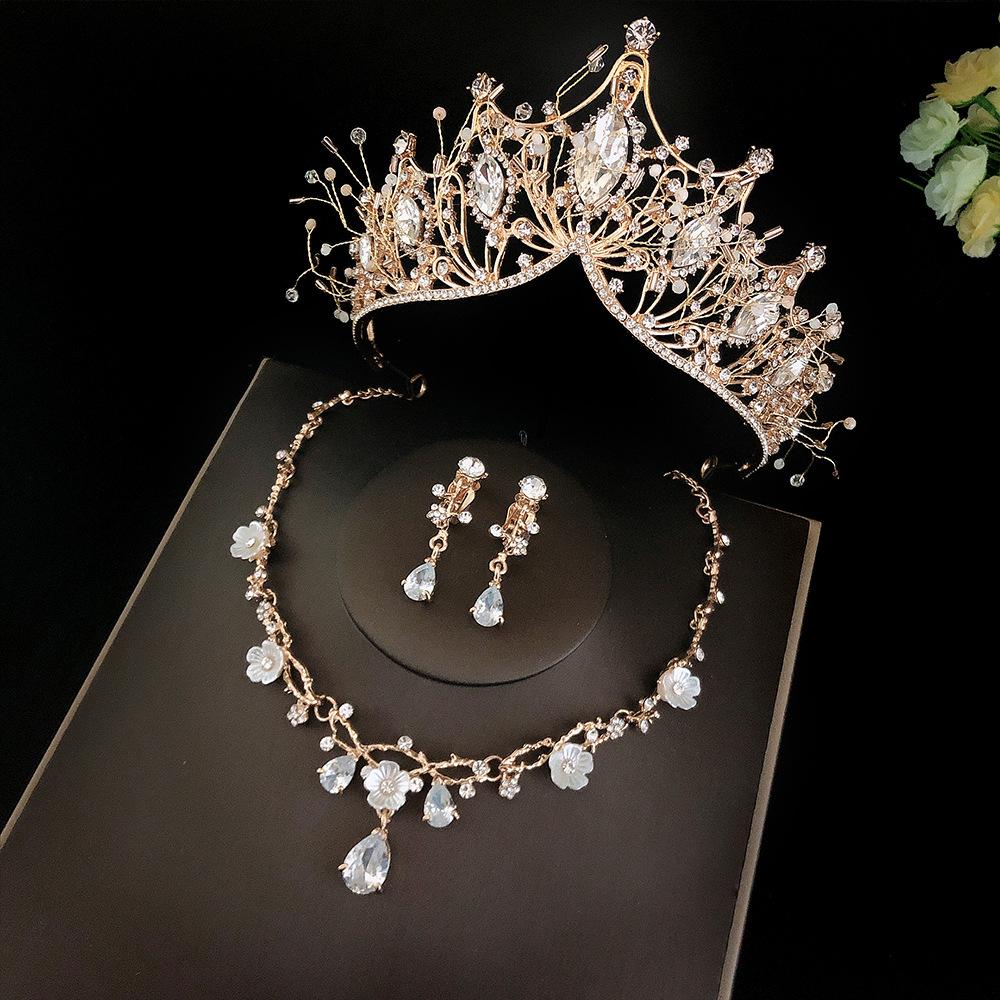 New Handmade Baroque Hair Accessories Crown Children's Atmospheric Crystal Headdress  Alloy Crown