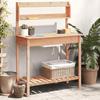 VidaXL Potting Table with Sink, Garden Potting Bench with Shelf and Hooks, Patio Terrace Furniture, Brown 156347