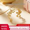 Bracelet Ouvert Ajustable Luxe Floral Européen