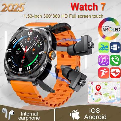 2025 Nowy Zegarek 7 Ultra TWS 2 w 1 Smartwatch ze Słuchawkami Bezprzewodowymi Połączenia Bluetooth Sport na Świeżym Powietrzu Muzyka Smartwatch dla Androida iOS