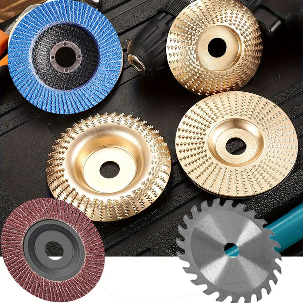 6 Pieces/set, 4 Inch 100mm Wood Saw Blade and Grinding Disc, Woodworking Set for Cutting and Polishing, One Set for All Purpose