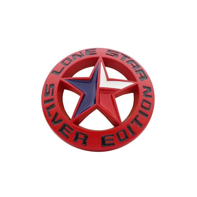 

3D Premium LONE STAR SILVER EDITION for car Hood Fender trunk Rear Bonnet Nameplate Decal Badge Emblem Sticker червоний