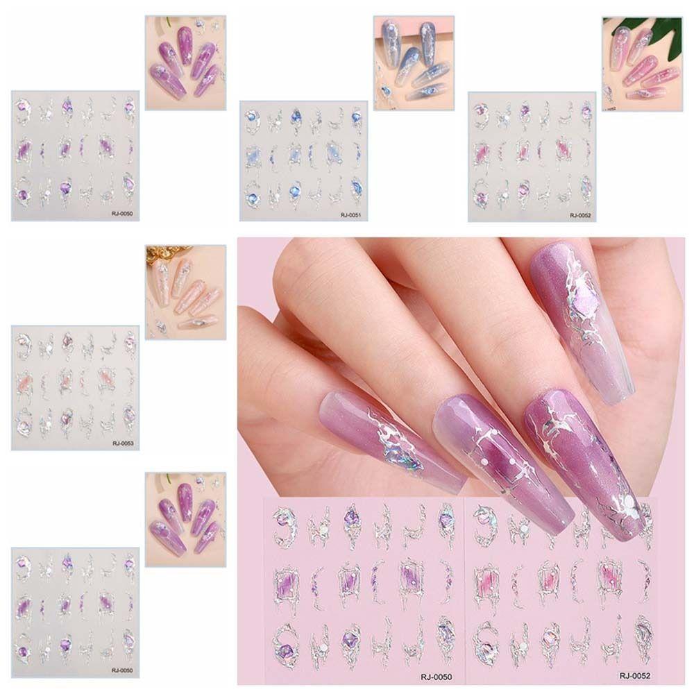 Soft Adhesive Bronzing Laser Nail Decals DIY Nail Decorations Bronzing Nail Stickers Sweet   Girls