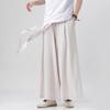 Čínský styl Harajuku Lněné Bavlněné Lněné kalhoty Muž Japonské Kimono Kalhoty Muž Streetwear Letní Retro široké kalhoty