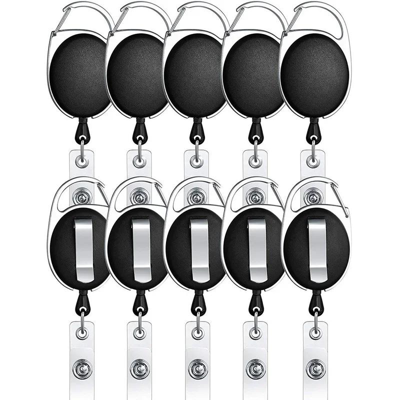 5 Stück Einziehbare Ausweis-Abzeichenrolle Ausweis-Lanyard Namensschild Karten-Ausweishalter Rollen Rückholband Schlüsselanhänger Kettenglieder