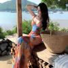 Seaside vacation style fun printing suspender dress women's summer new waist and thin sexy backless long skirt