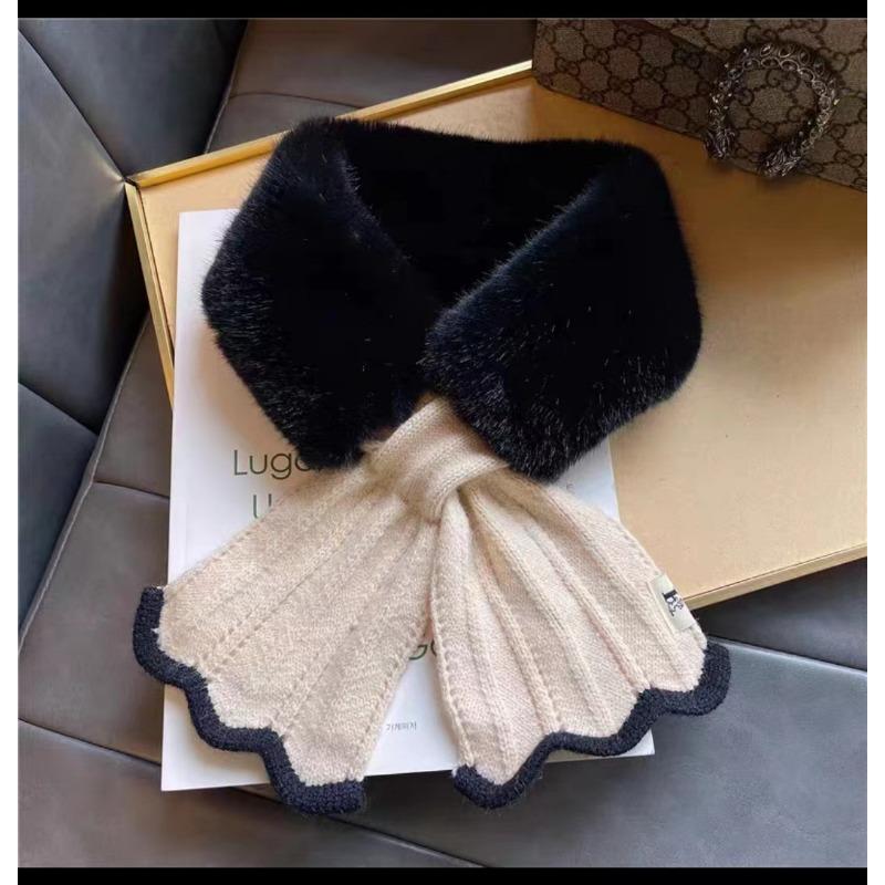 Winter New Woolen Scarve Female Lace Mermaid Warm Neck Cover Knitted Wool Collar Splicing Scarve Women's Scarve