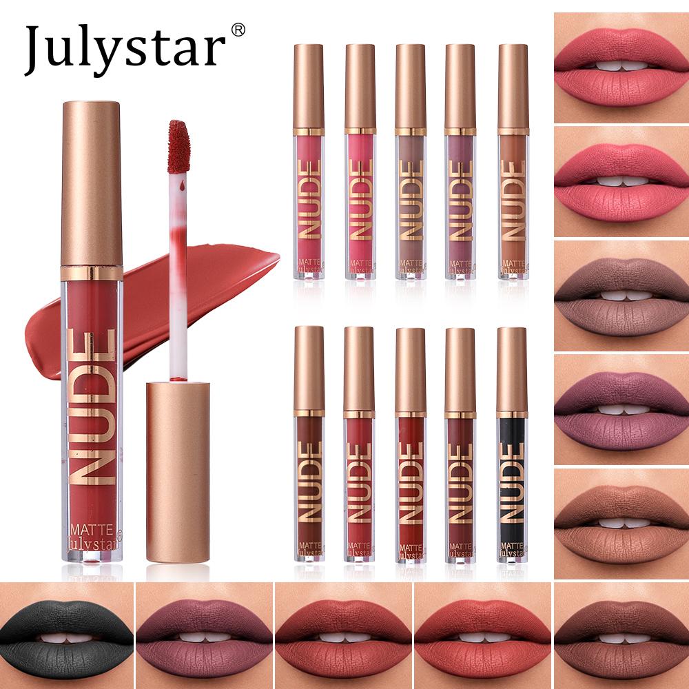 JULYSTAR 10pcs NUDE Matte Liquid Lipstick Set, Long Lasting Waterproof Velvet Lip Gloss, Non-Stick Cup Smudge-Proof Lip Tint