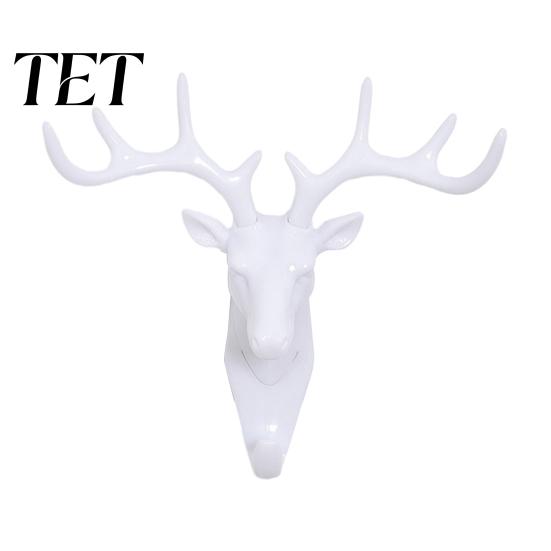 Bathroom Towel Holders Deer Head Wall Hook, Adhesive Antler Decorative Hanger, Modern Stable Load Bearing Hooks Plastic Mount Organizer for
