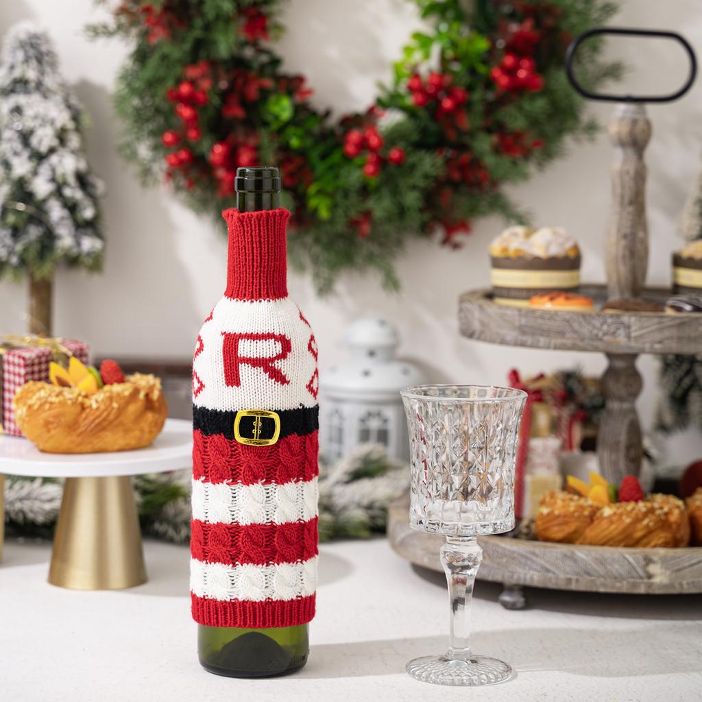 Vibrant And Decorative Knitted Letter Wine Bottle Holder For Christmas Parties And Gifts