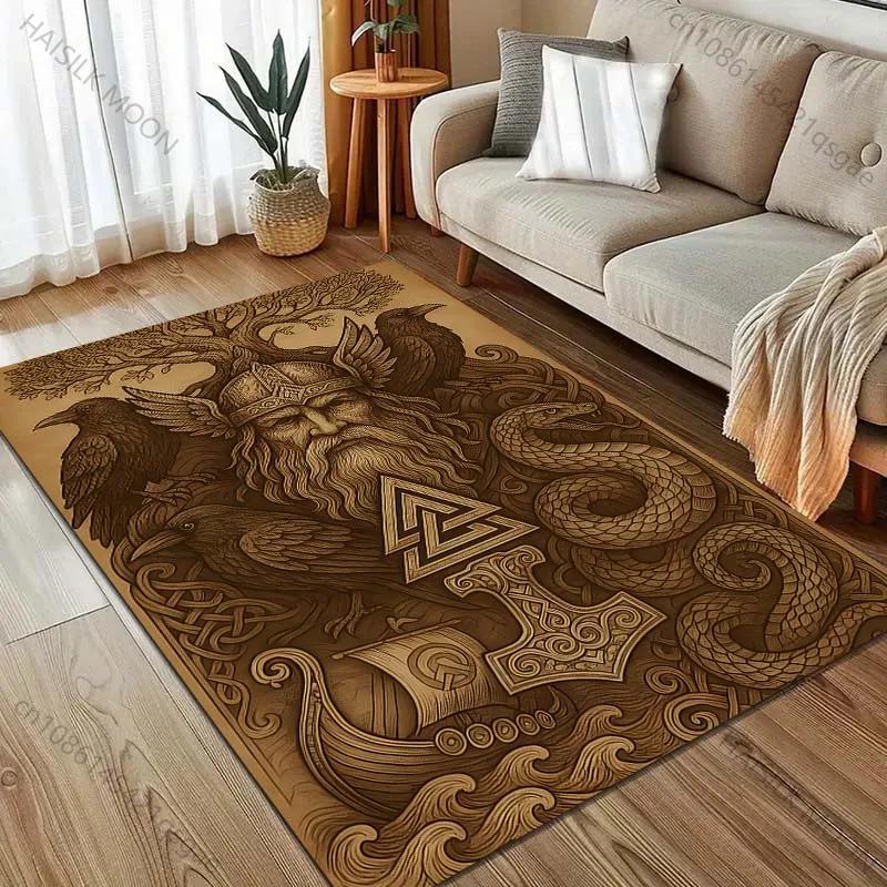 

3D Retro Viking Print Carpet for Bedroom Living Room Bedside Sofa Floor Mat Modern Home Decor Area Rug Multi Size Fast Arrive 40x60cm (16x24in)