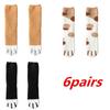 6 Pairs Autumn Winter Coral Velvet Socks Cute Cat Claw Socks For Women Girls Middle Tube Thickened Sleep Socks Home Floor Socks