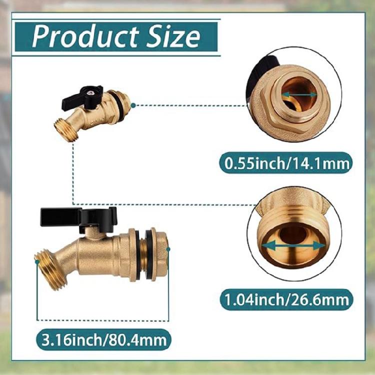 Heavy Brass Rain Barrels Spigot 1/2inch NPT Connection Full Flows Designs Corrosion Resistant Brass Valves for Rain Barrels