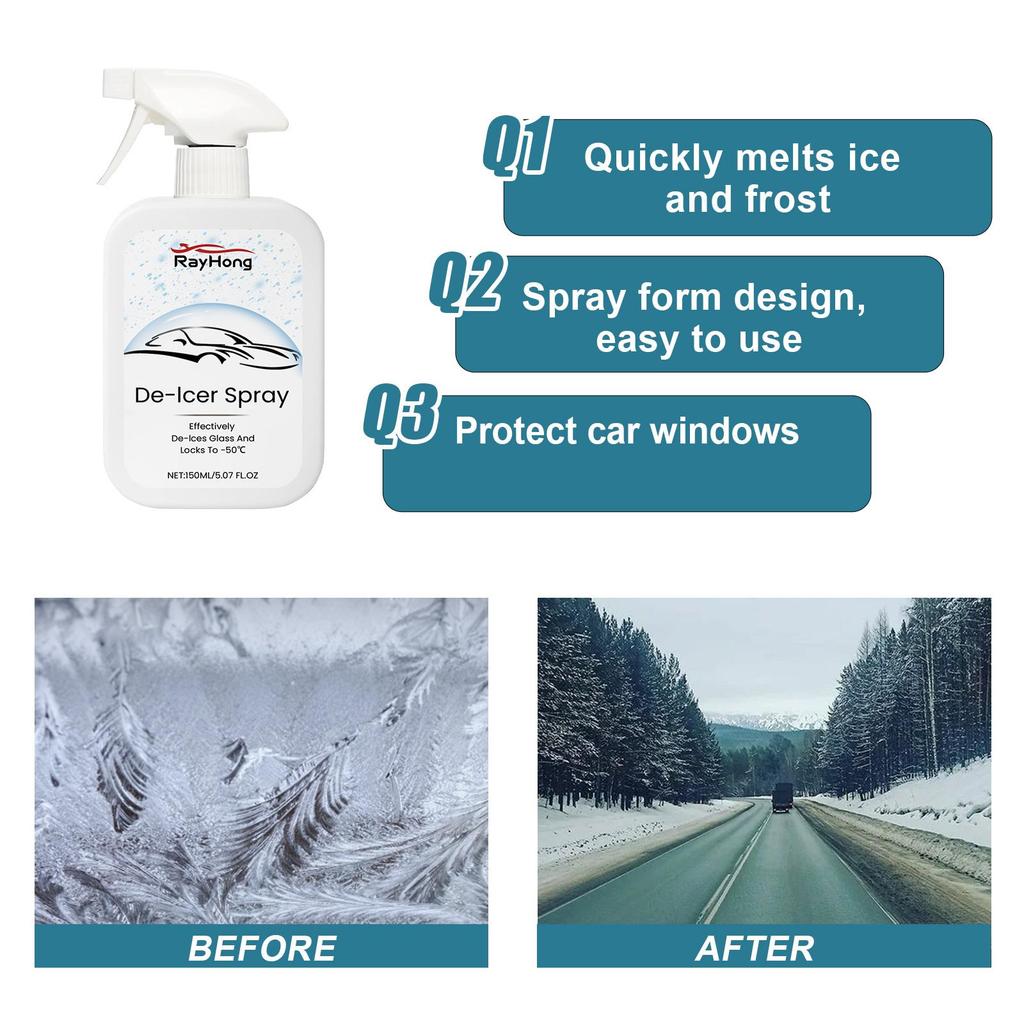 150ml Windshield Defroster Car Windshield Cleaning & Maintenance Anti-icing Multi-Purpose Snow & Ice Remover