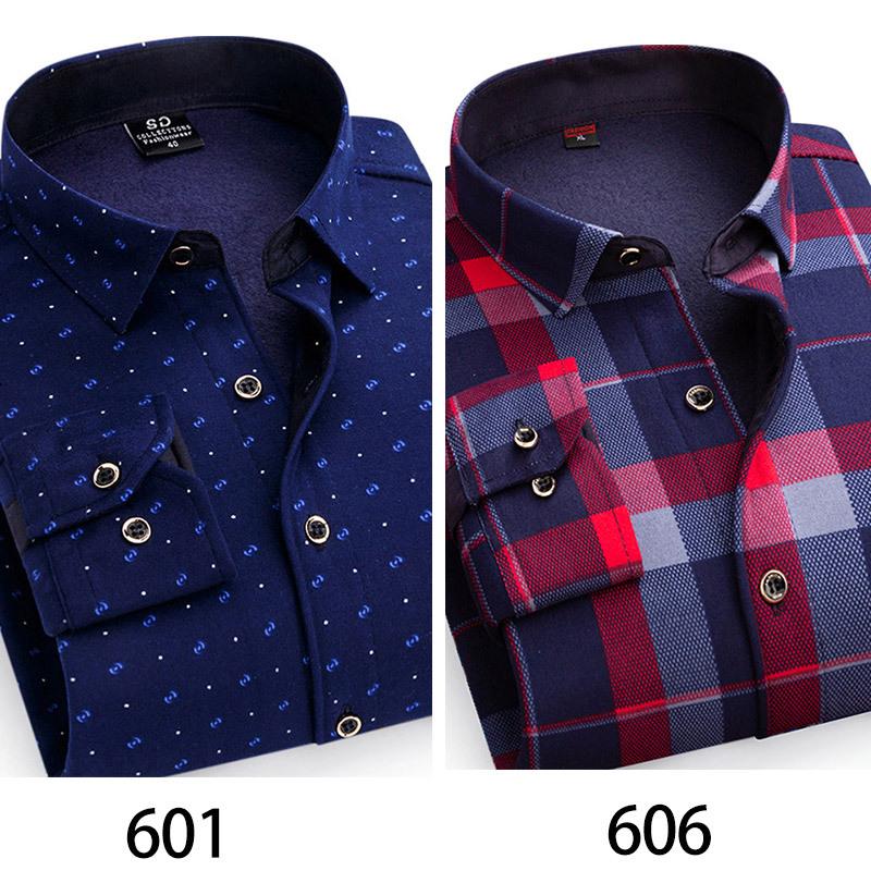 2024 Herren Kariertes Langarm Dickes Warmes Hemd für Herbst und Winter