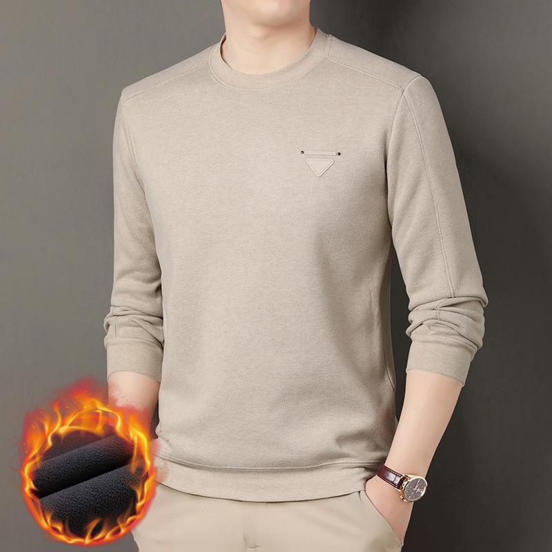 Men's Winter Plus Velvet Thick Warm Round Neck Hoodie - Casual and Versatile Base Layer Top