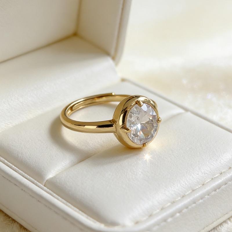 

925 Sterling Silver Rings for Women Couple Minimalist Handmade GOld Oval Zircon Ring Fine Jewelry Gift Prevent Allergy resizable