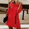 Plus Size Women Winter Warm Hooded Zipper Pullover Long Sleeve Casual Plush Hoodie Solid Color Strap Decor Design