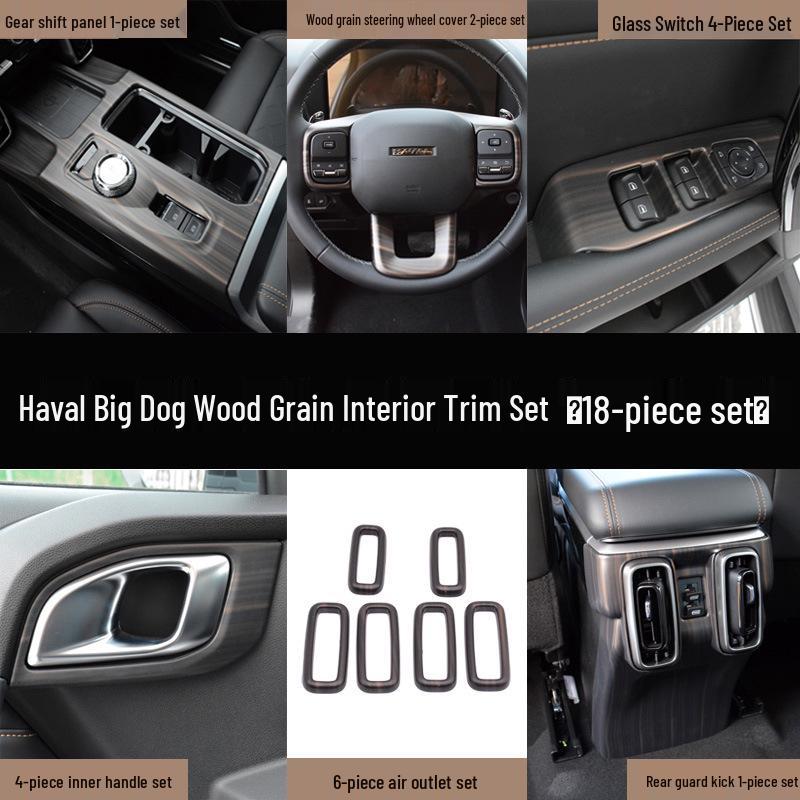 Haval Big Dog Interior Kit: Peach Wood Grain Gear Shift Panel & Door Stickers