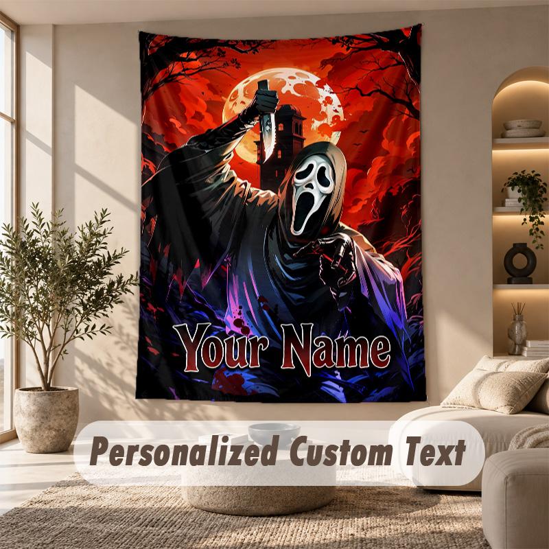 Tapestry Custom Name Text, Wall Hanging Tapestry Home Room DecorScream Ghostface