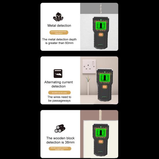 7-in-1 Electric Detector LCD Screen High Accuracy Sound Alarm Compact