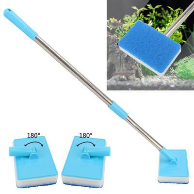 Fish Tank Cleaning Brush Cleaner Scrubber Reusable Double-Sided Sponge Cleaning Brush 180° Adjustable