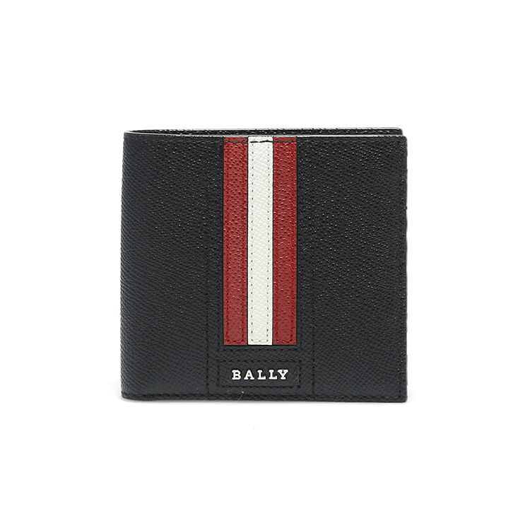 Bally Klassische kurze rot-weiße gestreifte Lederbörse Herrenbörse Schwarz 6224898