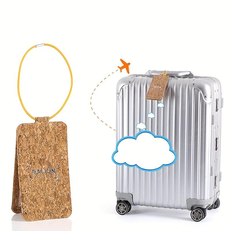 1pc  PU Wood Grain Luggage Tag, Square Travel Check-in Tag, High-quality Elastic Belt Luggage Tag