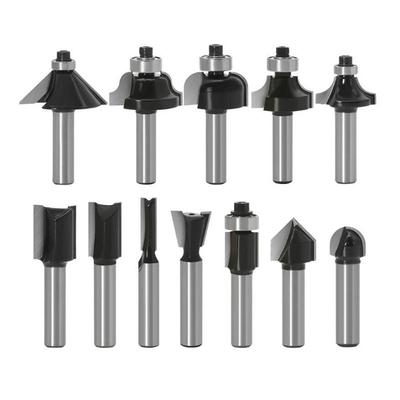 12pc 8mm Shank Round-Over Router Bits for Wood Woodworking Tool 2 Flute Endmill with Bbearing Milling Cutter Corner Round Over