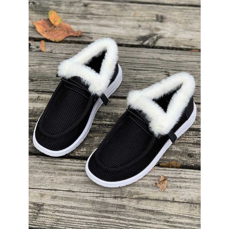 Large size cotton shoes for women's autumn and winter new velvet thickened one-pedal snow boots for women