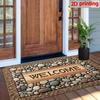 1pc Welcome Home Non-Slip Door Mat - Durable, Machine Washable Mat with Stone Pattern & Wood Texture Design - Perfect for Farmhouse Decor, All-Season