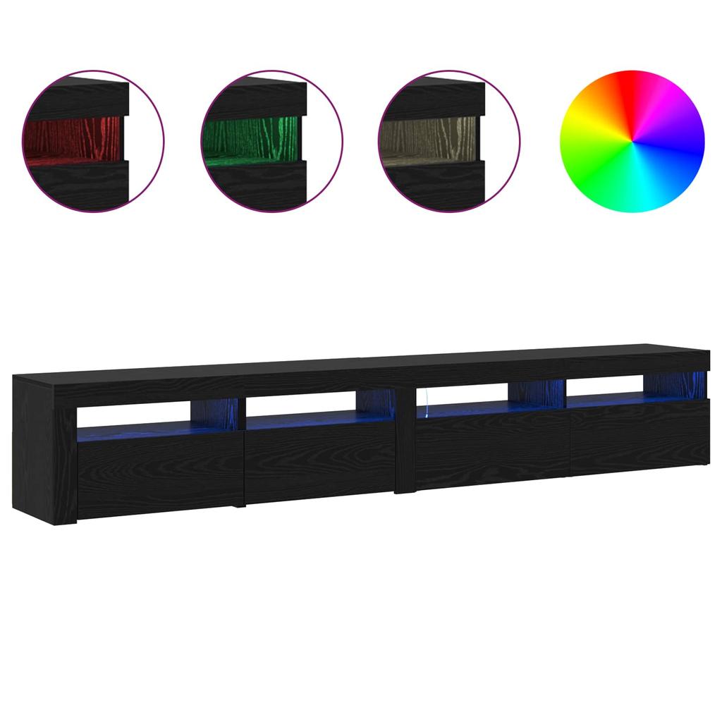 TV Cabinet Set of 2 Black Oak Effect 240 X 35 X 40 Cm