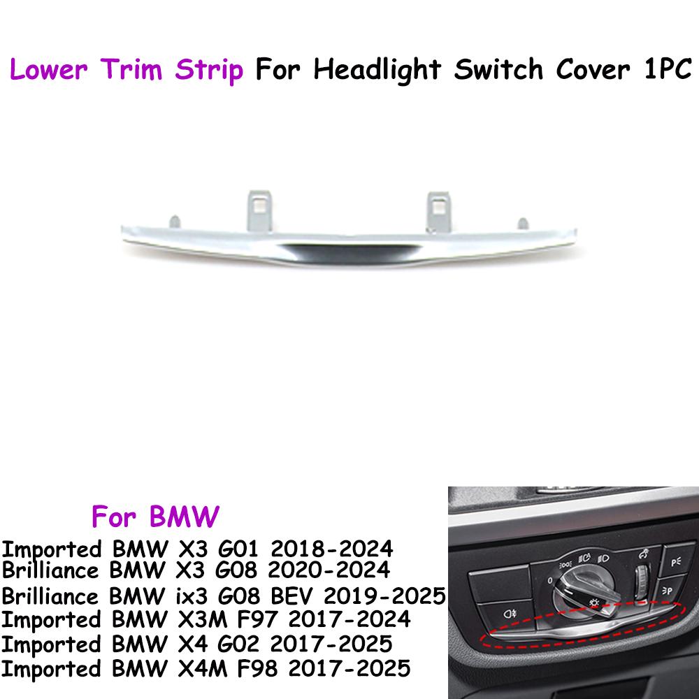 G01 G08 G02 F97 F98 Car Interior Front Dashboard Headlight Lamp Switch Cover Panel Lower Trim Strip For BMW X3 X4 IX3 X3M X4M Lower Trim Strip 1PC