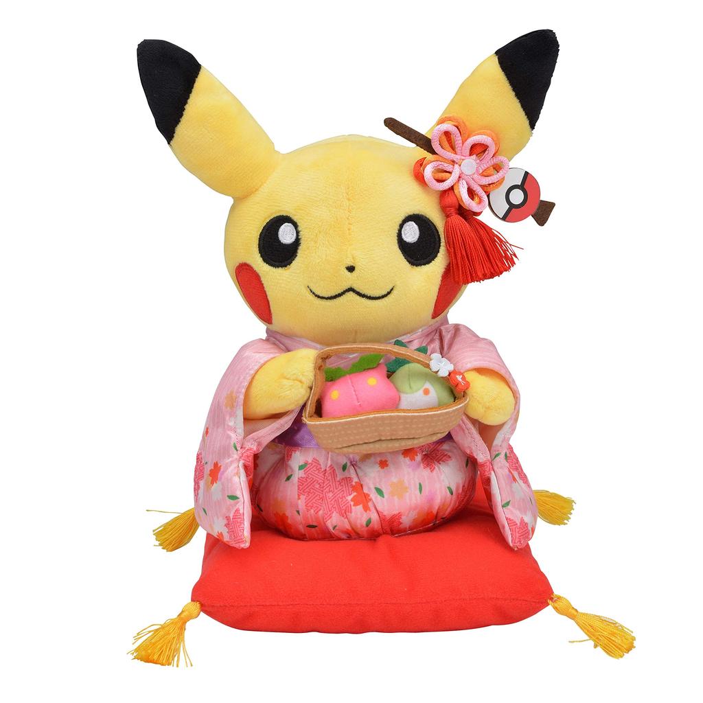 Pokémon Center Original Plush Toy: Hannari Tea Party Pikachu, Female, 22 X 16.5 X 14 Cm (H X W X D)