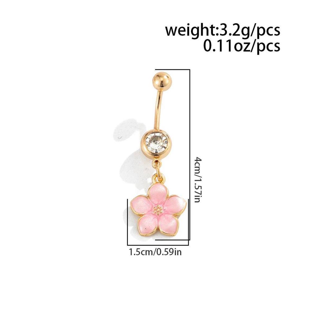 Ingemark Böhmischer Edelstahl Bauchnabelpiercing Ring Körperschmuck für Frauen Süße Bunte Blume Bauchnabelpiercing Ringe Neu